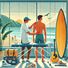 Illustration of a person with an active Honolulu lifestyle getting an adjustment