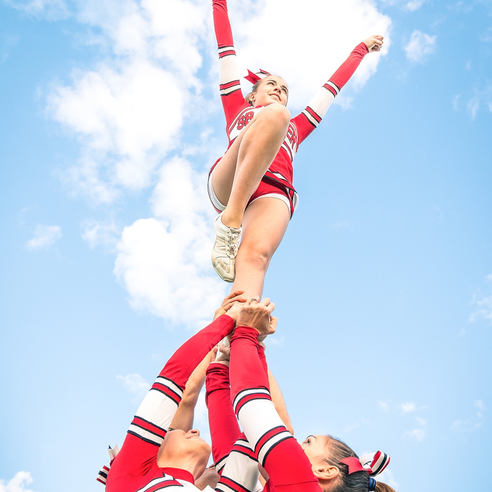 Cheerleading team in outdoor competition